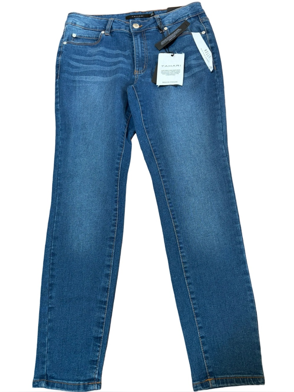 Tahari Kelly Mid Rise Skinny Jeans NWT Rayon Denim Stretch Dark Wash 8/29